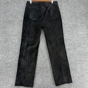 Vintage Worth Petite Leather Pants Black Suede Straight Leg High Rise Women's 10